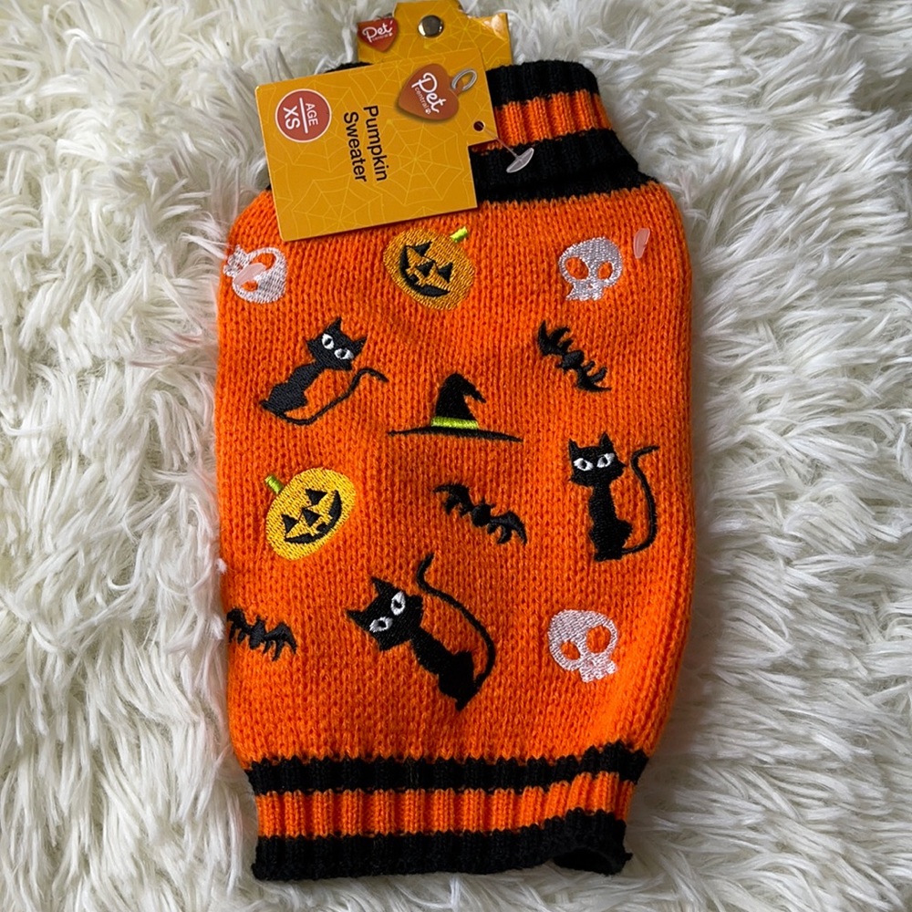 New! Pet Central Halloween Pumpkin Sweater